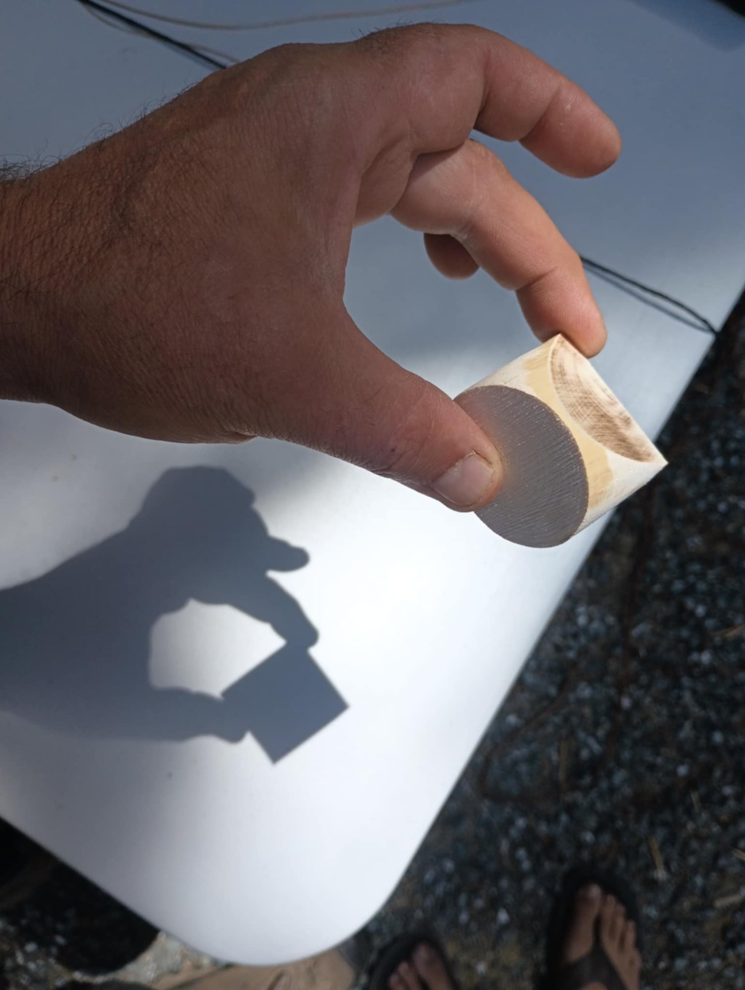 The skwedge rotated to cast a square shadow